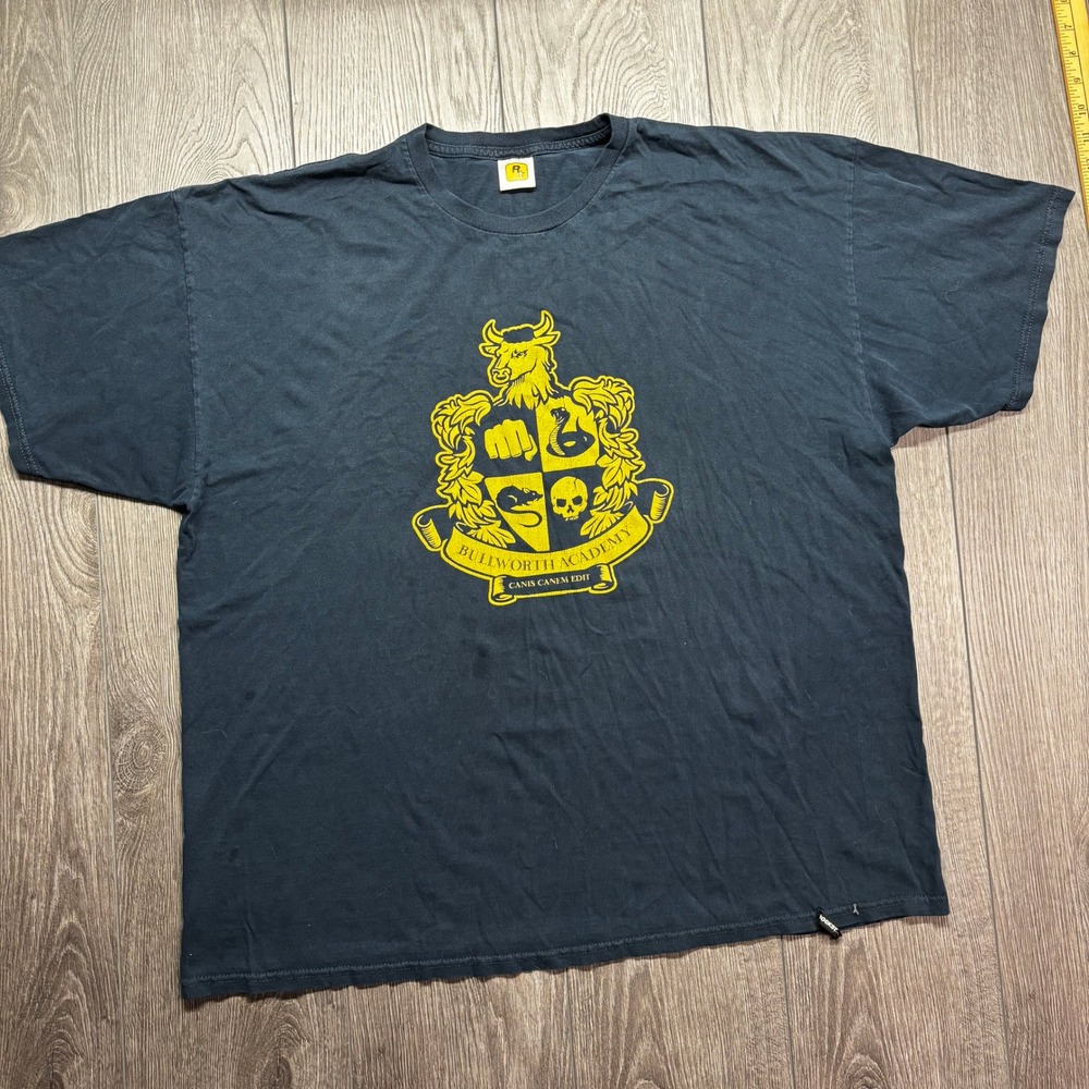 Rockstar Games Bully Bullworth Academy Graphic T-Shirt Navy Blue Mens XL